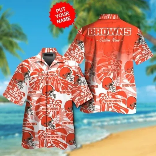 Cleveland Browns Monstera Leaves Pattern Tropical Hawaiian Shirt