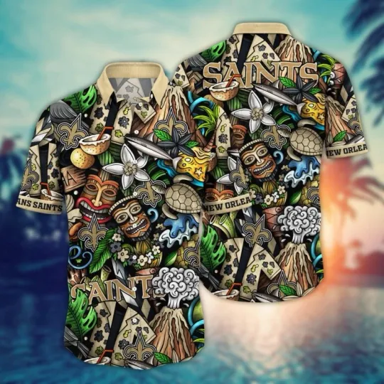 New Orleans Saints Island Tiki Hawaiian Shirt