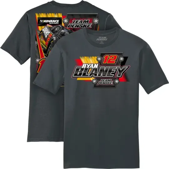 Ryan Blaney Team Penske Double Sided Charcoal T-Shirt, Racing Apparel