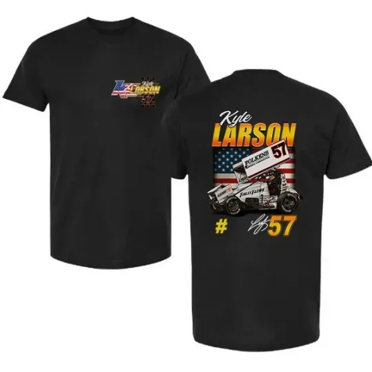 Kyle Larson #57 Sprint Car T-Shirt American Flag Motorsport Tee