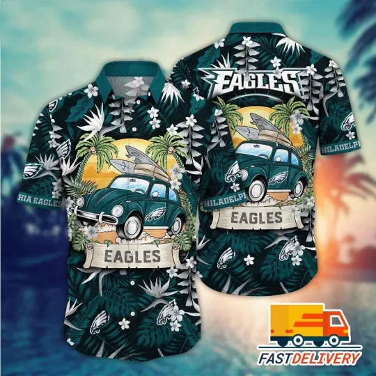 Discover Philadelphia Eagles Surf Vibes Hawaiian, Gift For Fans, Gift For Friends