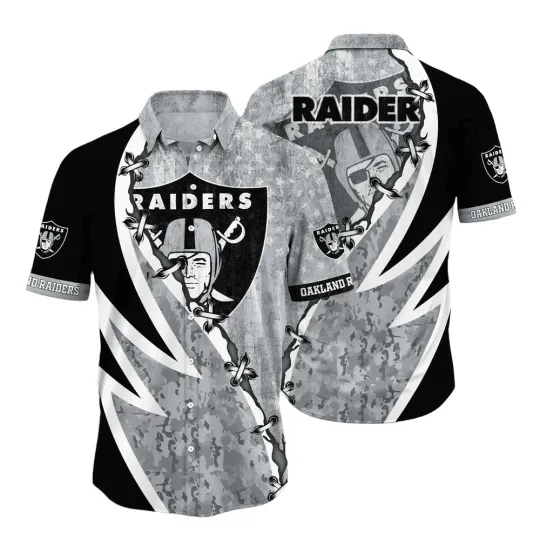 Las Vegas Raiders Thunderbolt Camo Hawaiian, Gift For Fans, Gift For Friends