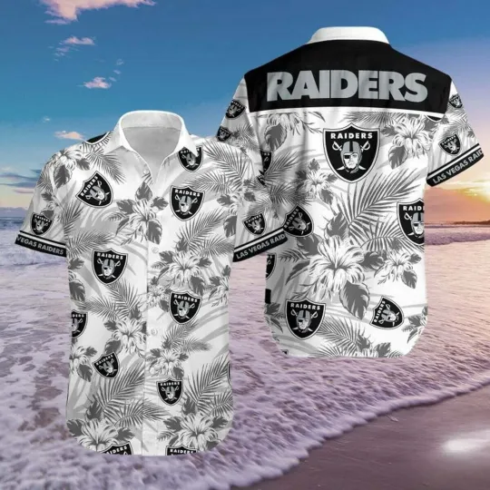 Las Vegas Raiders Monochrome Paradise Hawaiian, Gift For Fans, Gift For Friends