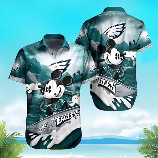 Discover Philadelphia Eagles Surfing Mickey Hawaiian, Gift For Fans, Gift For Friends