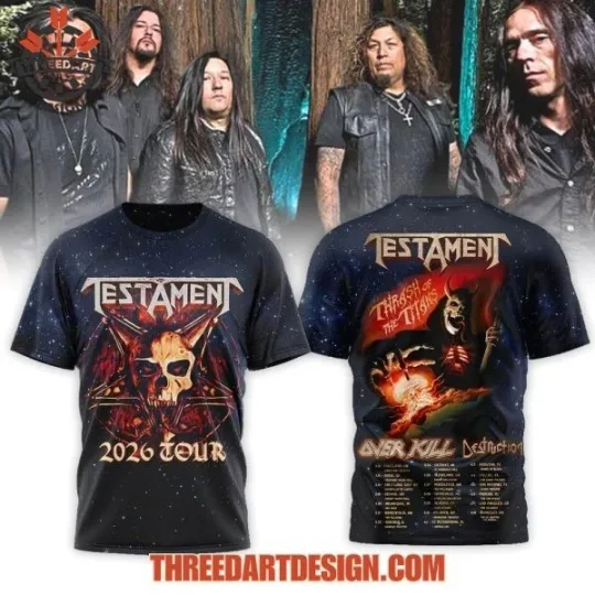 Discover Testament 2026 Tour All Over Print 3D T-shirt Gift For Fan