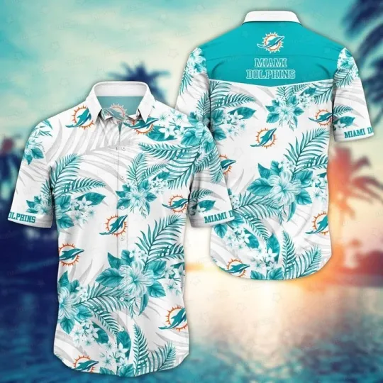 Discover Miami Dolphins Tropical White Floral Hawaiian Shirt Gift For Friends