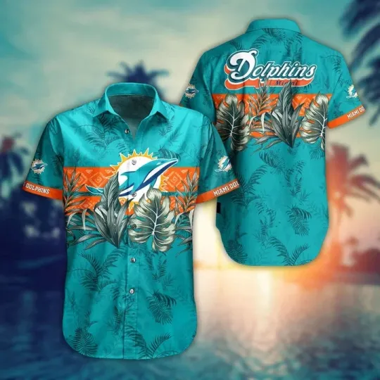 Miami Dolphins Tropical Leaf Hawaiian Shirt Gift For Friends