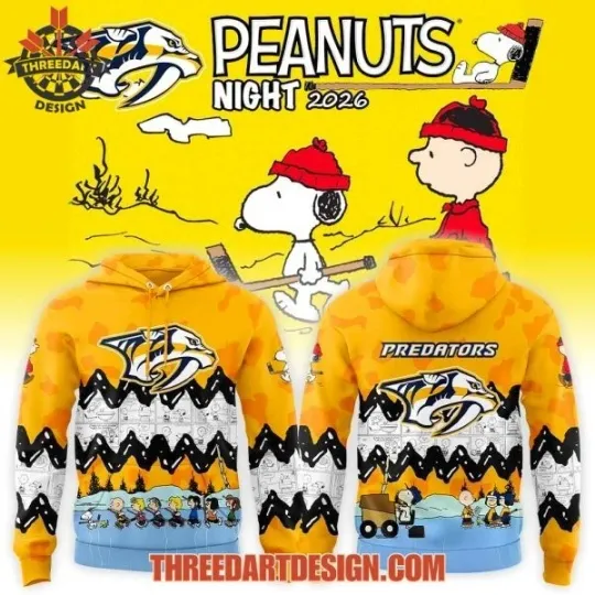 Discover Snoop Nashville Predators Peanuts Night 2026 All Over Print 3D Hoodie