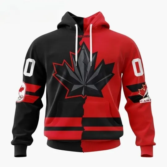 Discover Hockey Canada Personalized Red Mix Black 2026 Olympic Hoodie