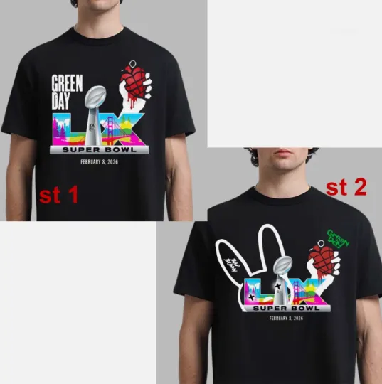 Discover Super Bowl LX 2026 X Green Day Opening Show On Feb 8 2026 Logo T-Shirt