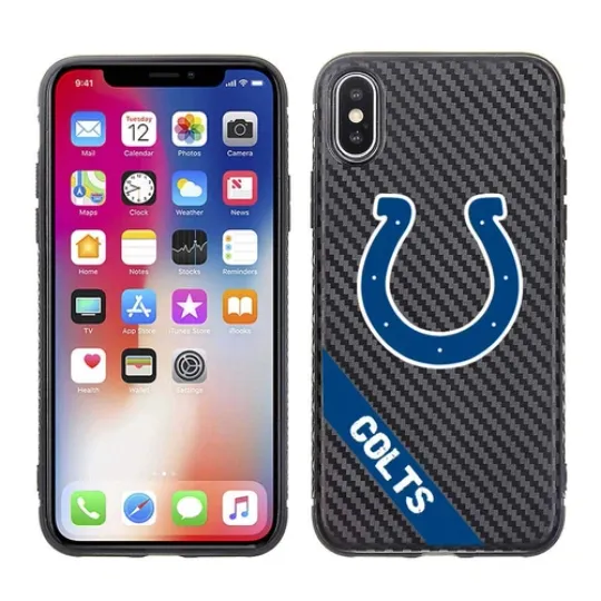 Discover football Indianapolis Colts Black Carbon Case for iPhone X, XS (5.8")