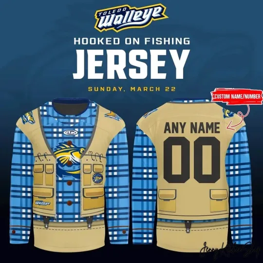 Discover Toledo *Walleye x Fishing Night 2026 Personalized Hockey Jersey