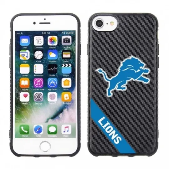 football Detroit Lions Black Carbon Case for iPhone SE (2020), (22), 8, 7 & 6S