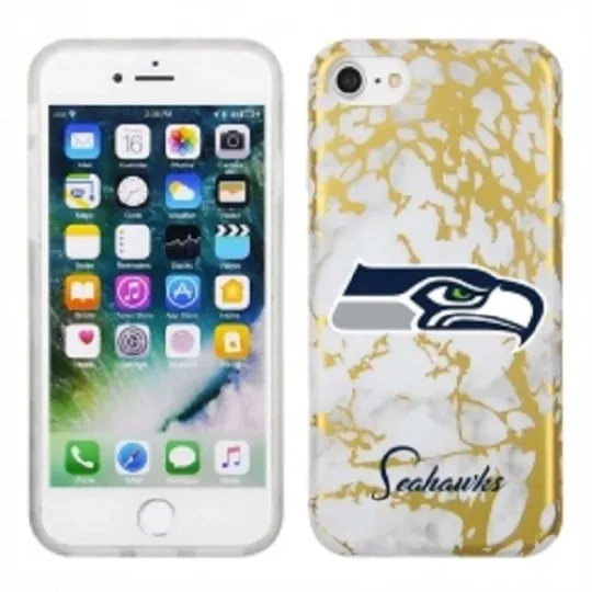 Seattle Seahawks White Marble Case for iPhone SE (2022-6S) 4.7""