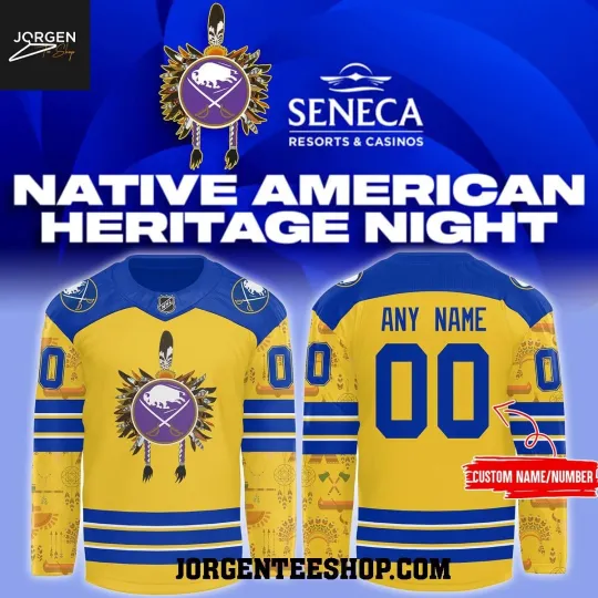 Discover Buffalo Sabree 2026 Native American Heritage Night Personalized Hockey Jersey