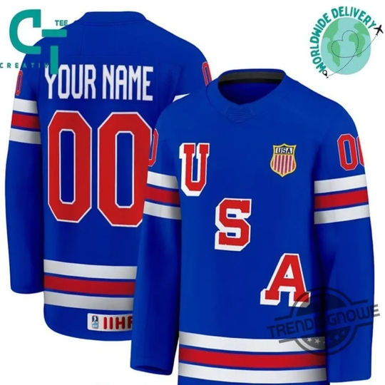 Discover USA Hockey 2025 Hockey Jersey Blue Custom Name And Number Size XS-5XL
