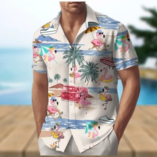 Discover Flamingo Hawaiian Shirt for Men
