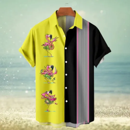 Discover Men's Hawaiian Shirt with Flamingo Pattern