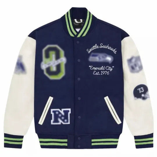 Discover Seattle Sea-hawks Full-Snap Varsity Jacket