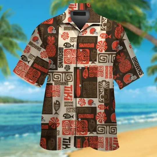 football Hawaiian Shirt Cleveland Browns Tropical Hawaiian Gift For Fans