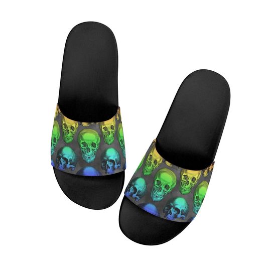 Discover Men's Rainbow Skull Slide Sandals