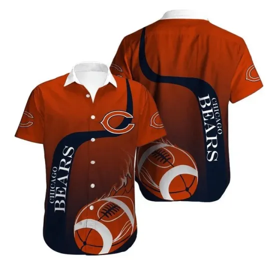 Discover Chicago Bears Fire Ball In Orange Hawaiian, Gift For Fans, Gift For Friends