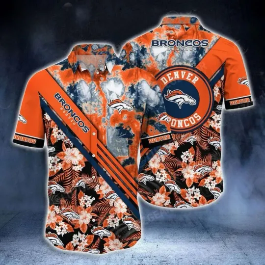 Discover Denver Broncos Floral Tie-Dye Hawaiian, Gift For Fans, Gift For Friends