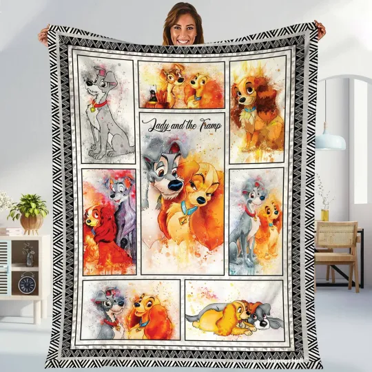 Lady and the Tramp Fleece Blanket, the Tramp Dog Blanket, Dog Magic Kingdom
