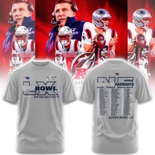 New England Patriots 2026 Super Bowl LX Roster T-Shirt