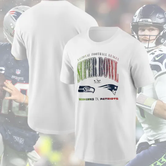 Patriots vs Seahawks 2026 SBowl LX Logo T-Shirt
