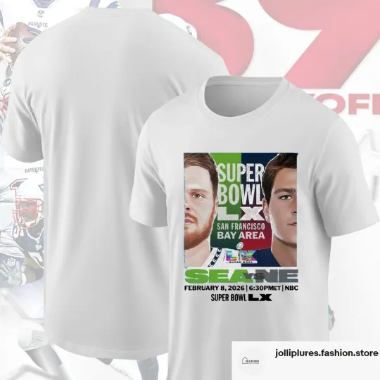 Discover New England Patriots Vs Seattle Seahawks Matchup In SB LX T-Shirt