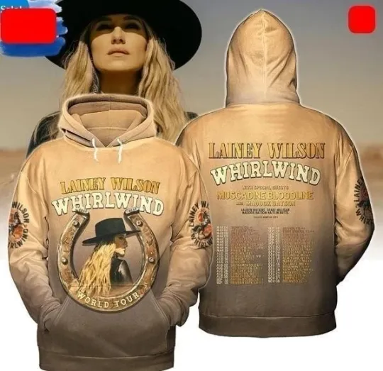 Discover Lainey Wilson Whirlwind World Tour 2025 3D Hoodie
