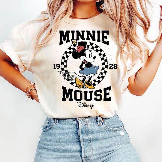 Discover Comfort Colors Minnie Mouse T-Shirt, Disney Minnie Shirt, Checkered Minnie Shirt, Disney Trip Shirt