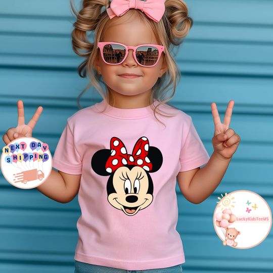 Discover Minnie Mouse Big Face Kids T-Shirt, Disney Minnie Head Toddler, Cute Minnie Baby Onesie