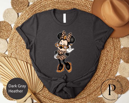 Discover Disney Minnie Mouse Leopard Bow Tee, Cool Minnie Leopard, Minnie Mouse Tshirt