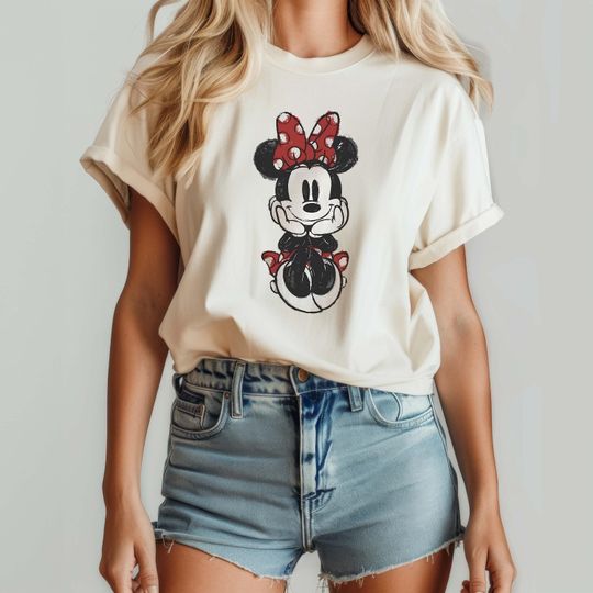Discover Minnie Mouse Classic Sketch Cute Vintage T-Shirt, Retro Disney Trip Shirt