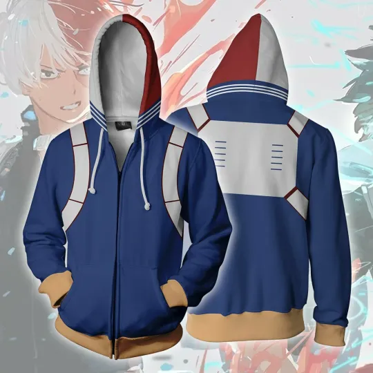 Discover Anime Hero Todoroki Shoto 3D Zip Hoodie Sweatshirt Cosplay Jacket