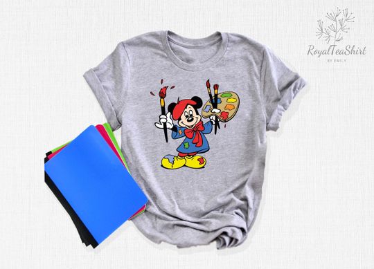 Discover Mickey Mouse Painting T-Shirt, Disney Mickey Mouse Artist Shirt, Disney Mickey Mouse Tee