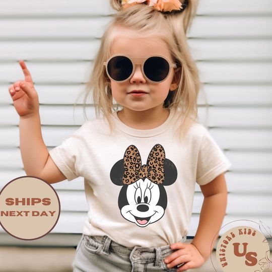 Discover Minnie Mouse Toddler T-Shirt, Leopard Bow Minnie Kids Shirt, Minnie Safari Kids Shirt