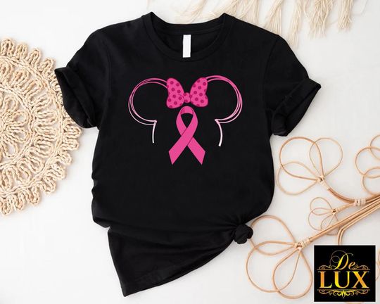 Discover Pink Ribbon Minnie Mouse Breast Cancer Tee, Disney Breast Cancer Tshirt