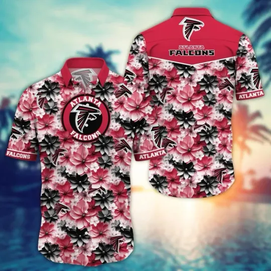 Atlanta Falcons Bold Blooms Hawaiian, Gift For Fans, Gift For Friends