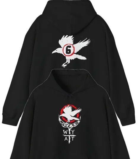 Discover Wyatt Sicks 6 White Crow Double Sided Hooded Pullover Hoodie