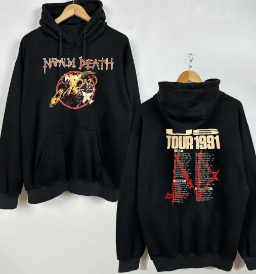 Discover VTG Napalm Death Band Tour Date Double Sided Hoodie