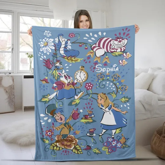 Discover Alice In Wonderland Fleece Blanket, Alice Cheshire Blanket, Alice In Wonderland