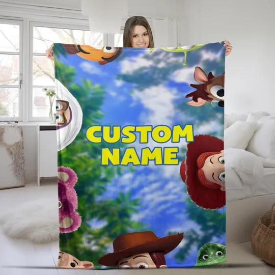 Discover Personalized Disney Toy Story Blanket, Custom Name Disney Blanket, Woody Buzz