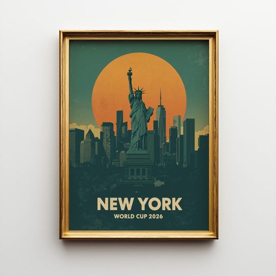 Discover New York World Cup 2026 Poster: Statue of Liberty - NYC Skyline Wall Decor