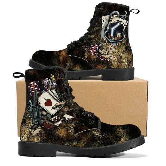 Poker Casino Combat Winter Canvas Boots for Women