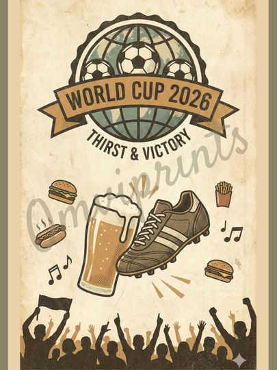 Discover World Cup 2026 Poster | Vintage Football Wall Art | Digital Download (12x18 16x24 24x36)