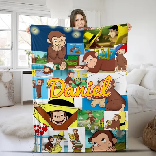 Personalized Curious George Blanket for Kids