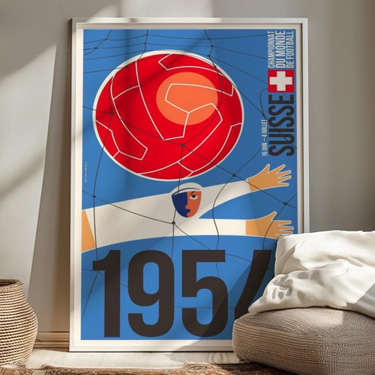 Discover 1954 FIFA World Cup Soccer Flyer, Soccer World Cup Printable, Futbol Soccer Wall Art, Boys Room Sports print, Vintage soccer Art print